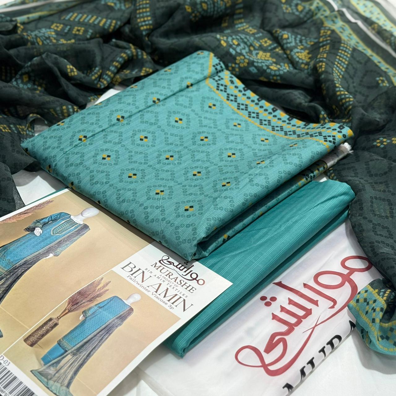 MURASHE Bana Dora Viscose Unstitched 3Piece D-003