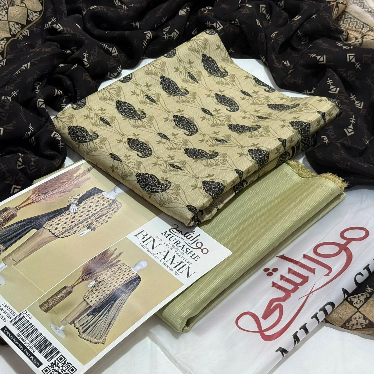 MURASHE Bana Dora Viscose Unstitched 3Piece D-004