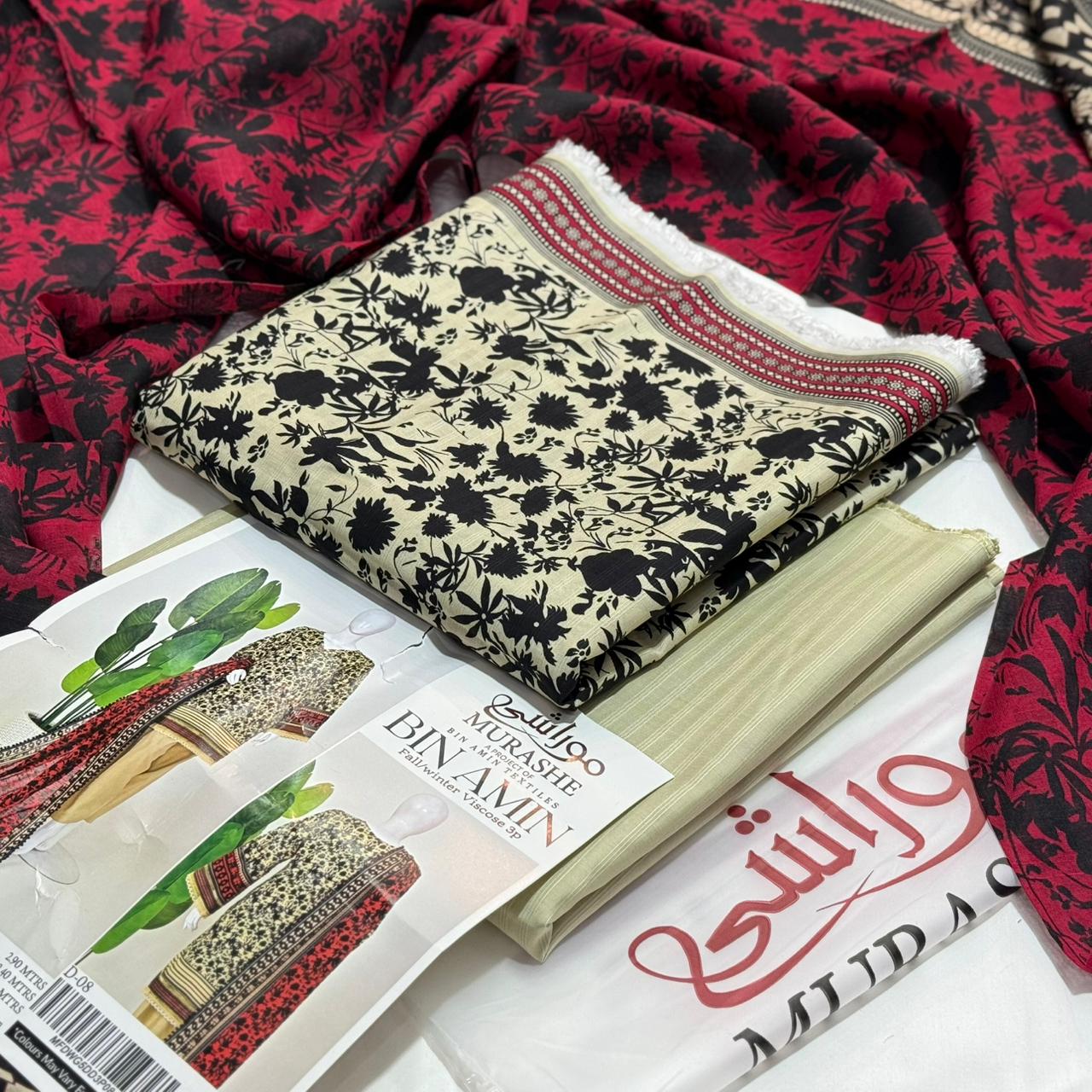 MURASHE Bana Dora Viscose Unstitched 3Piece D-011