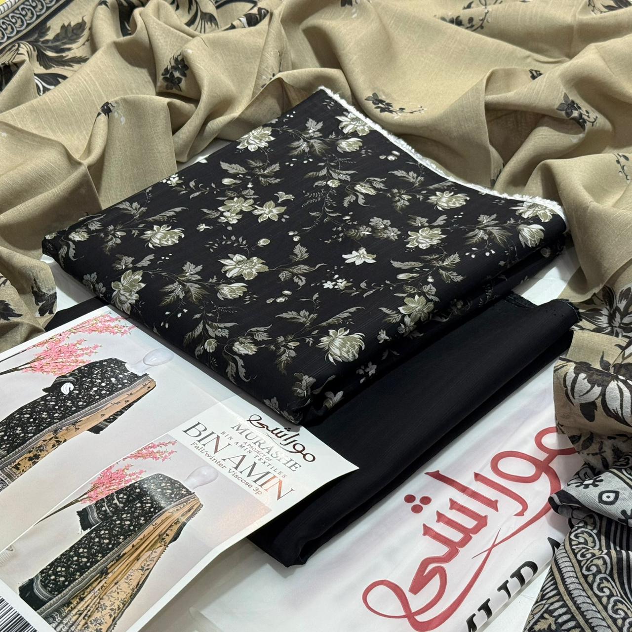 MURASHE Bana Dora Viscose Unstitched 3Piece D-012