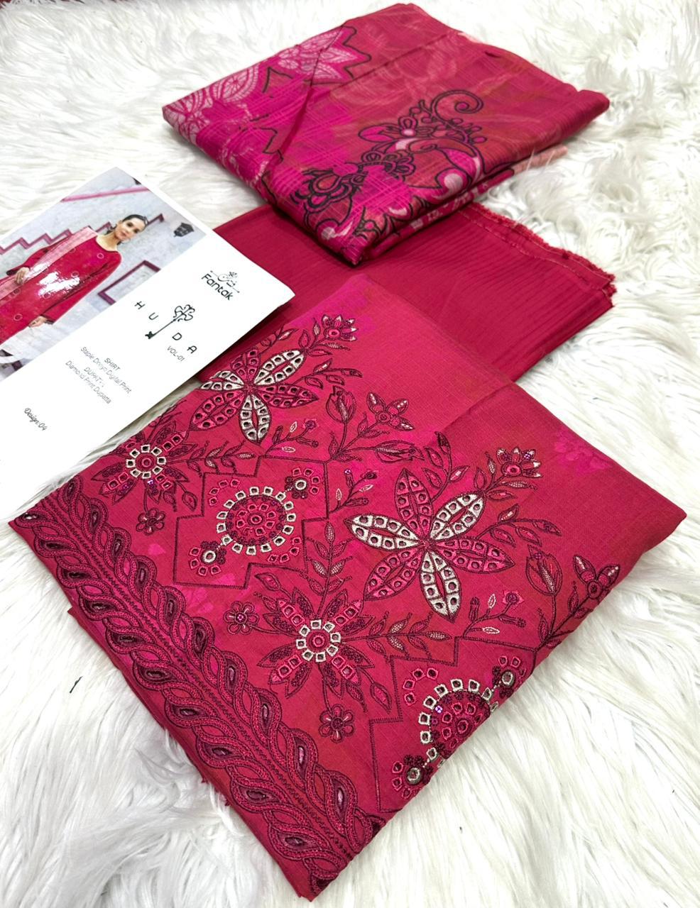 Huda's Bana Dora Embroidered 3Piece D-009