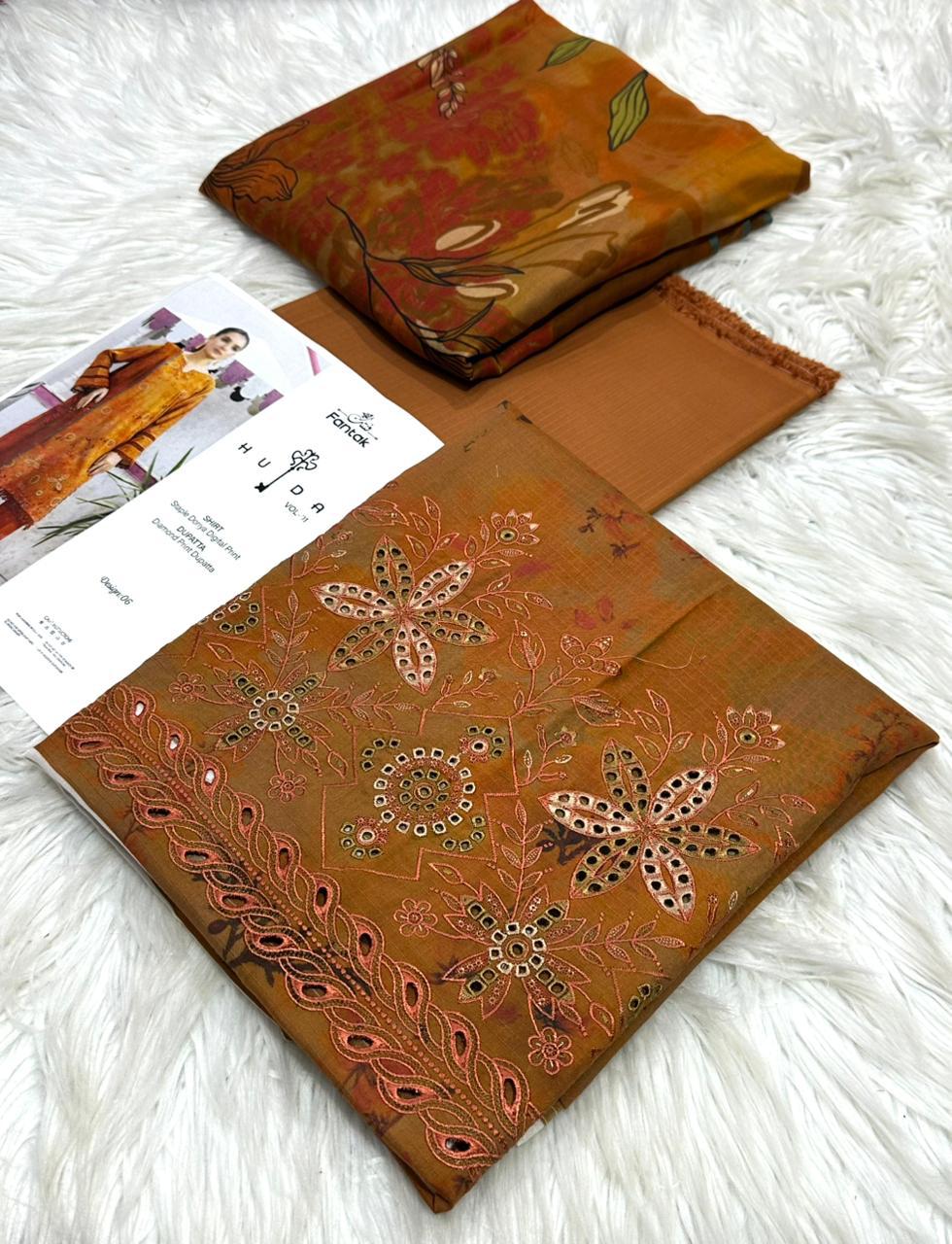 Huda's Bana Dora Embroidered 3Piece D-008