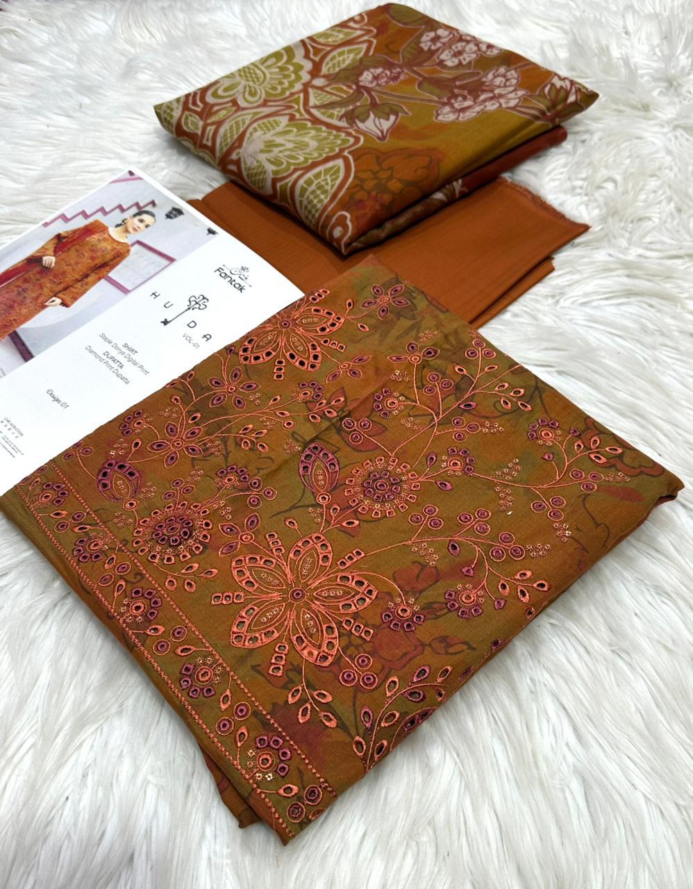 Huda's Bana Dora Embroidered 3Piece D-003