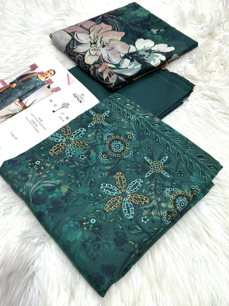 Huda's Bana Dora Embroidered 3Piece D-001