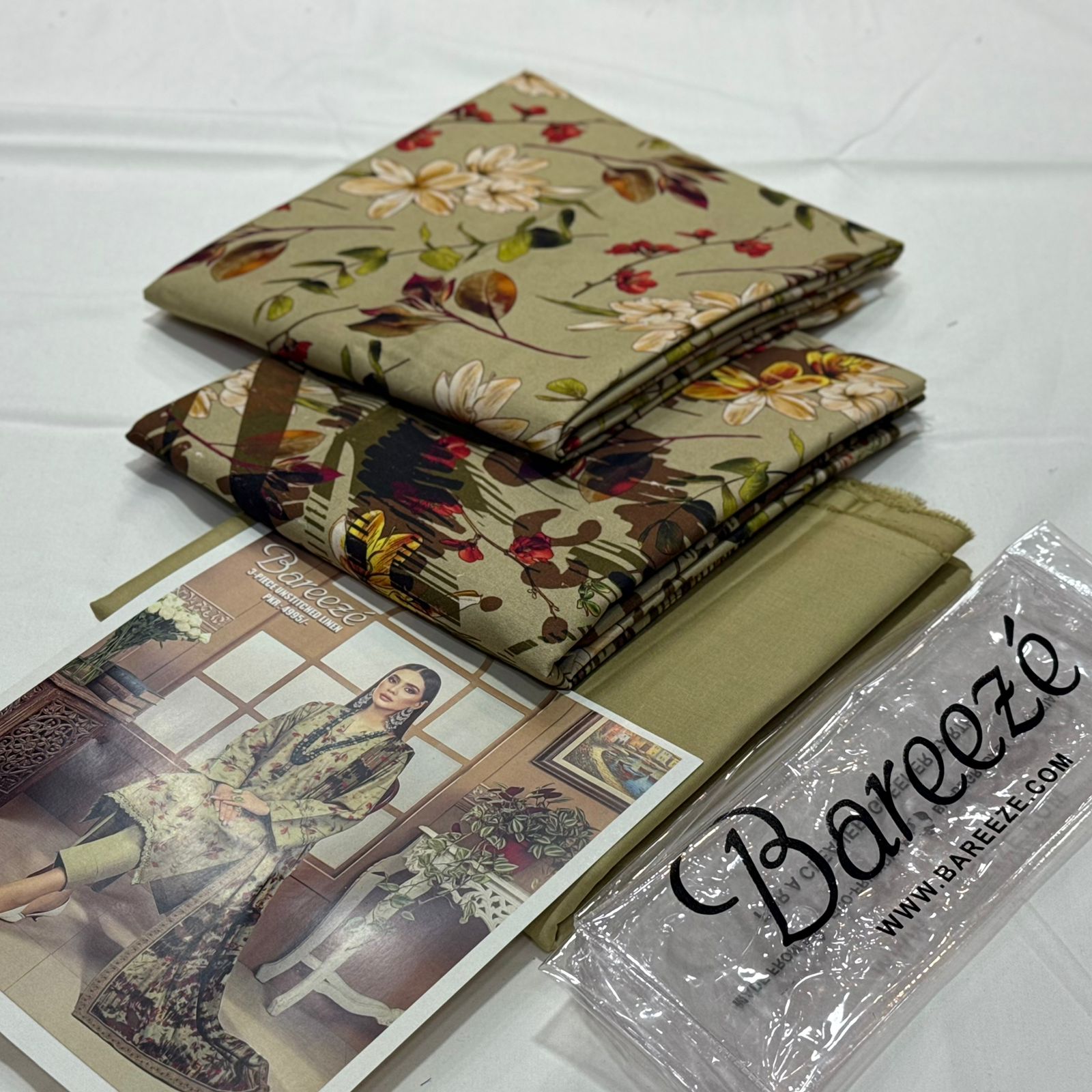 Bareeze Linen Unstitched 3Piece D-002