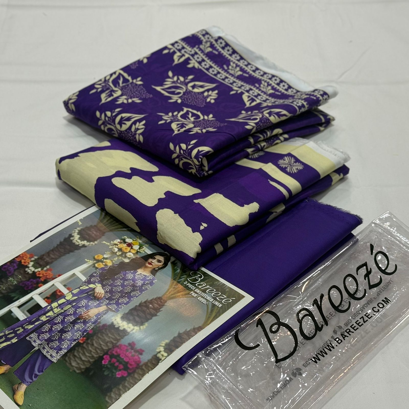 Bareeze Linen Unstitched 3Piece D-011