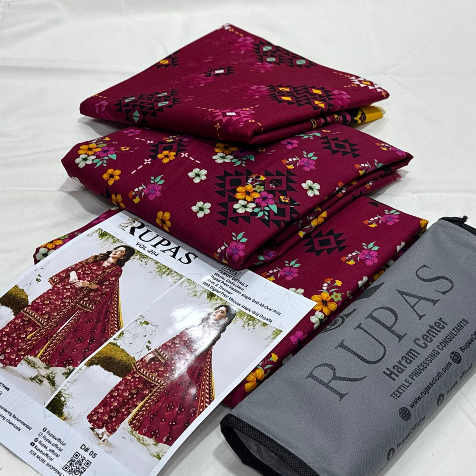 Rupas Doria Linen Unstitched 3Piece D-015