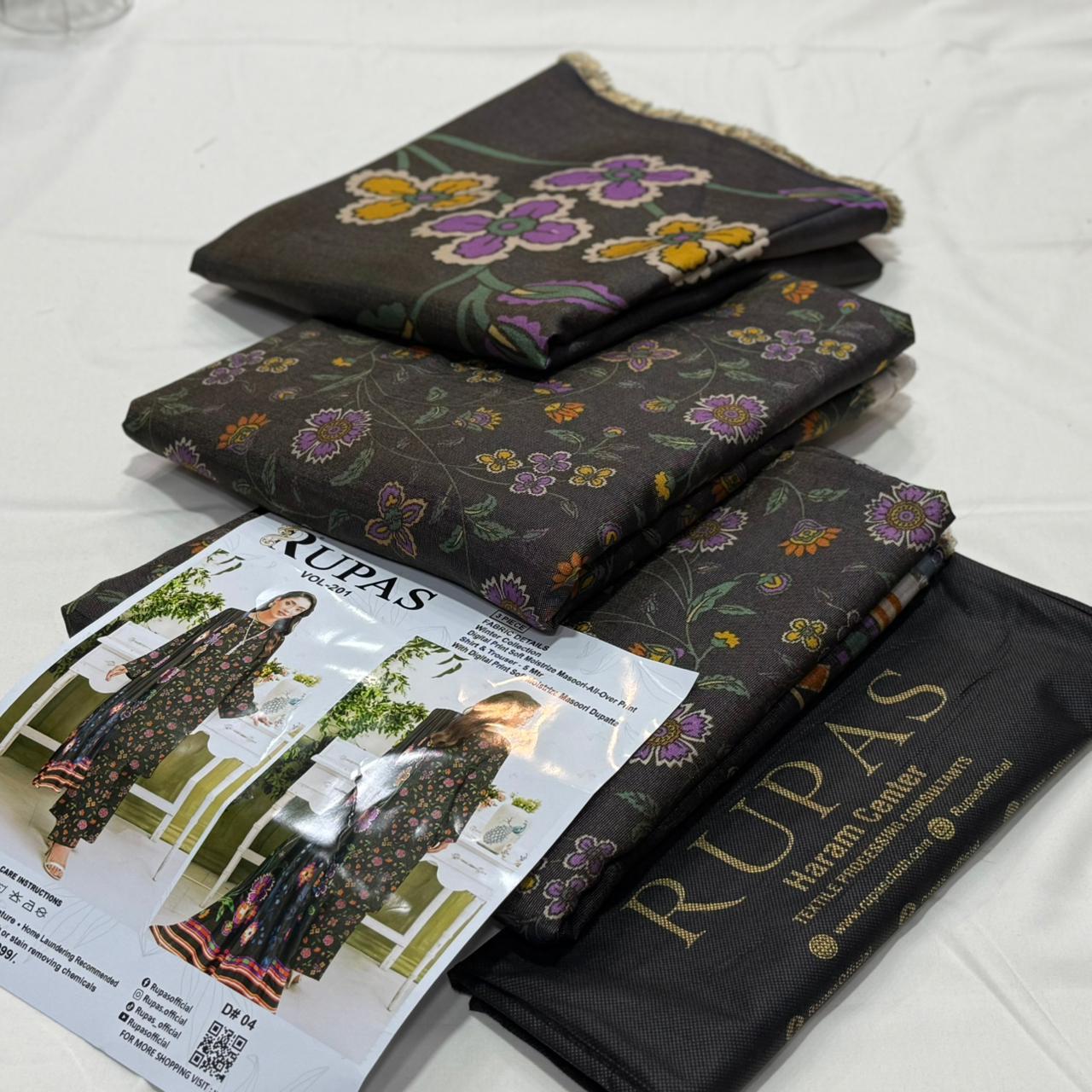 Rupas Doria Linen Unstitched 3Piece D-028