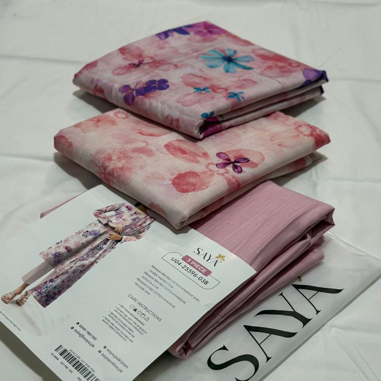 SAYA Printed Khaddar 3Piece D-003