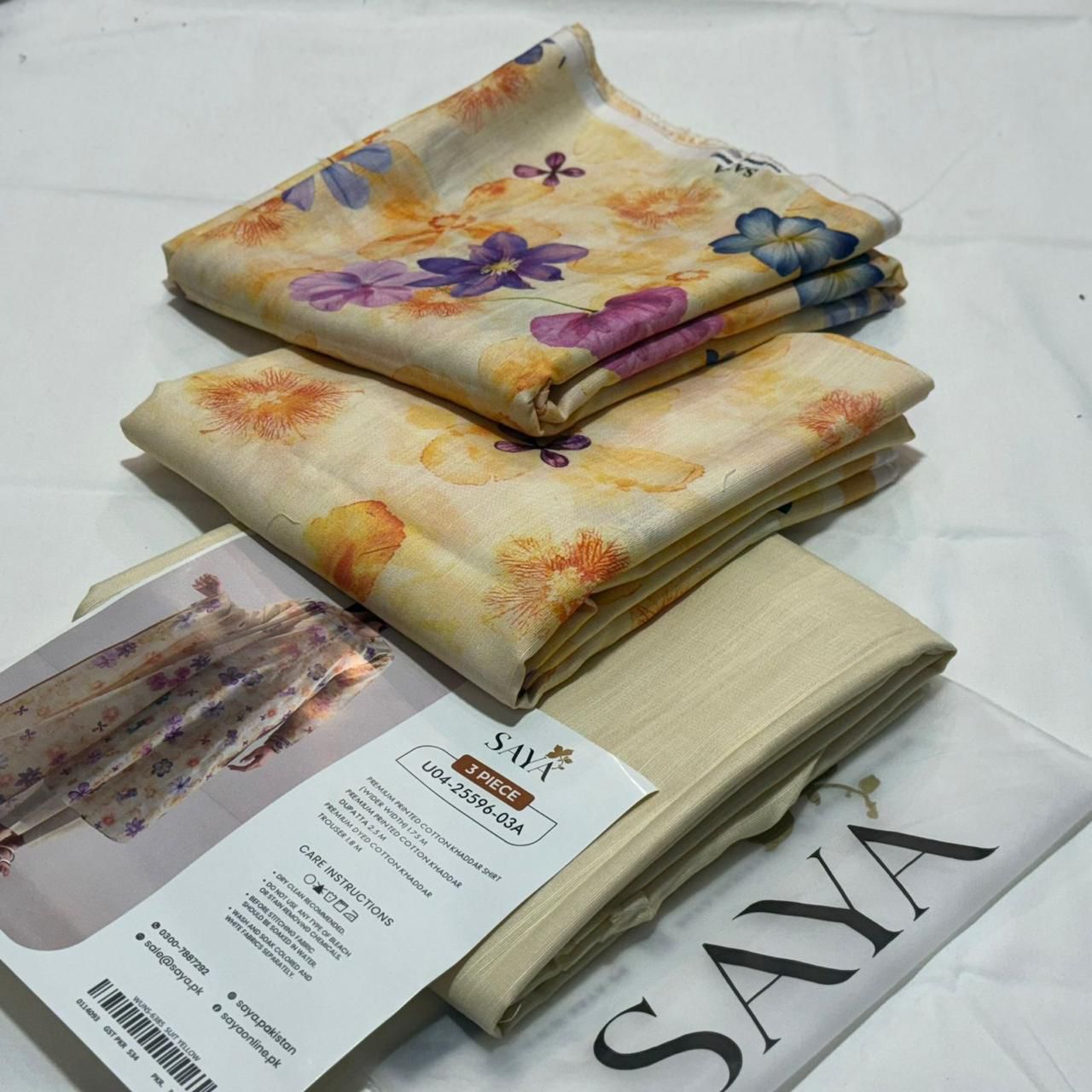 SAYA Printed Khaddar 3Piece D-007