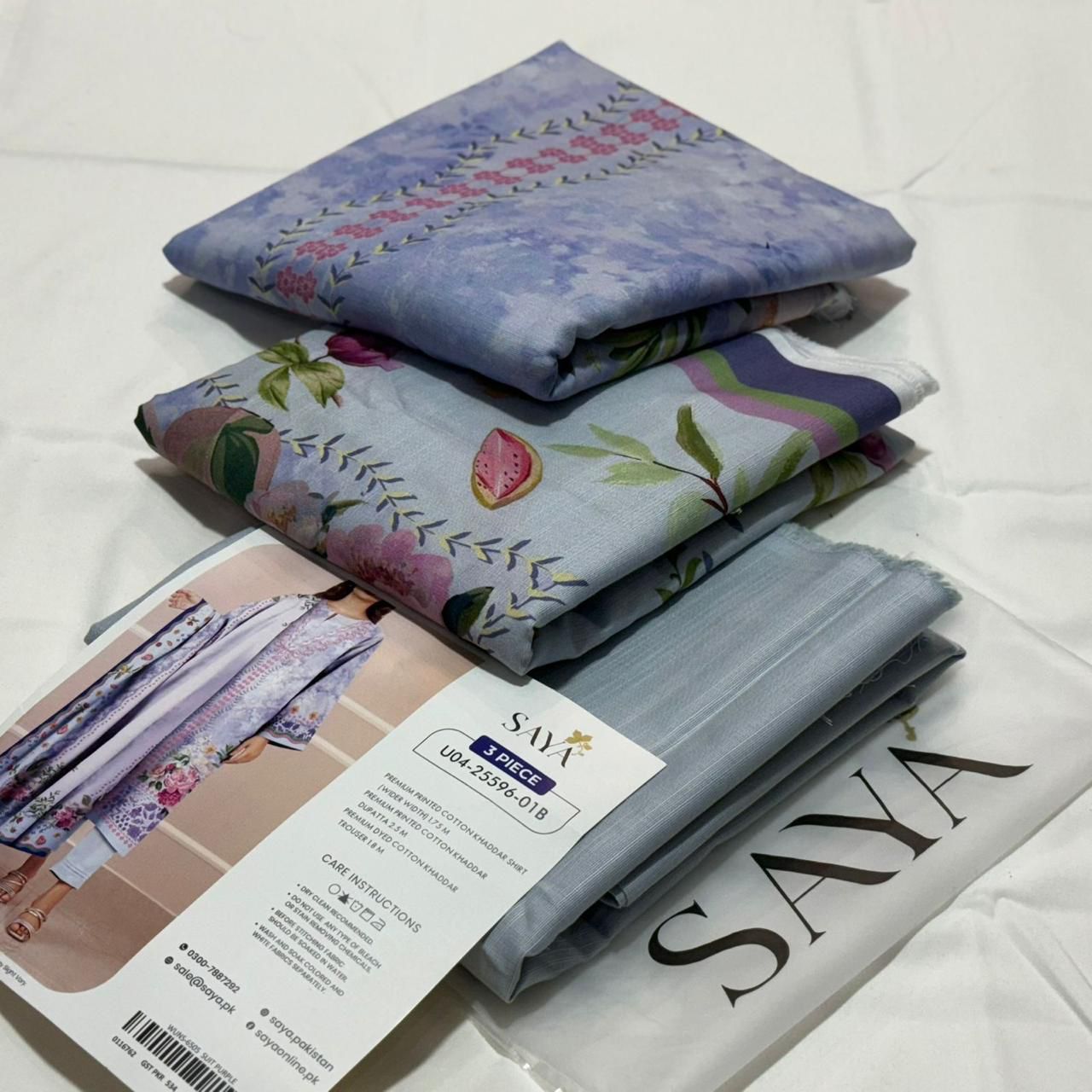 SAYA Printed Khaddar 3Piece D-008