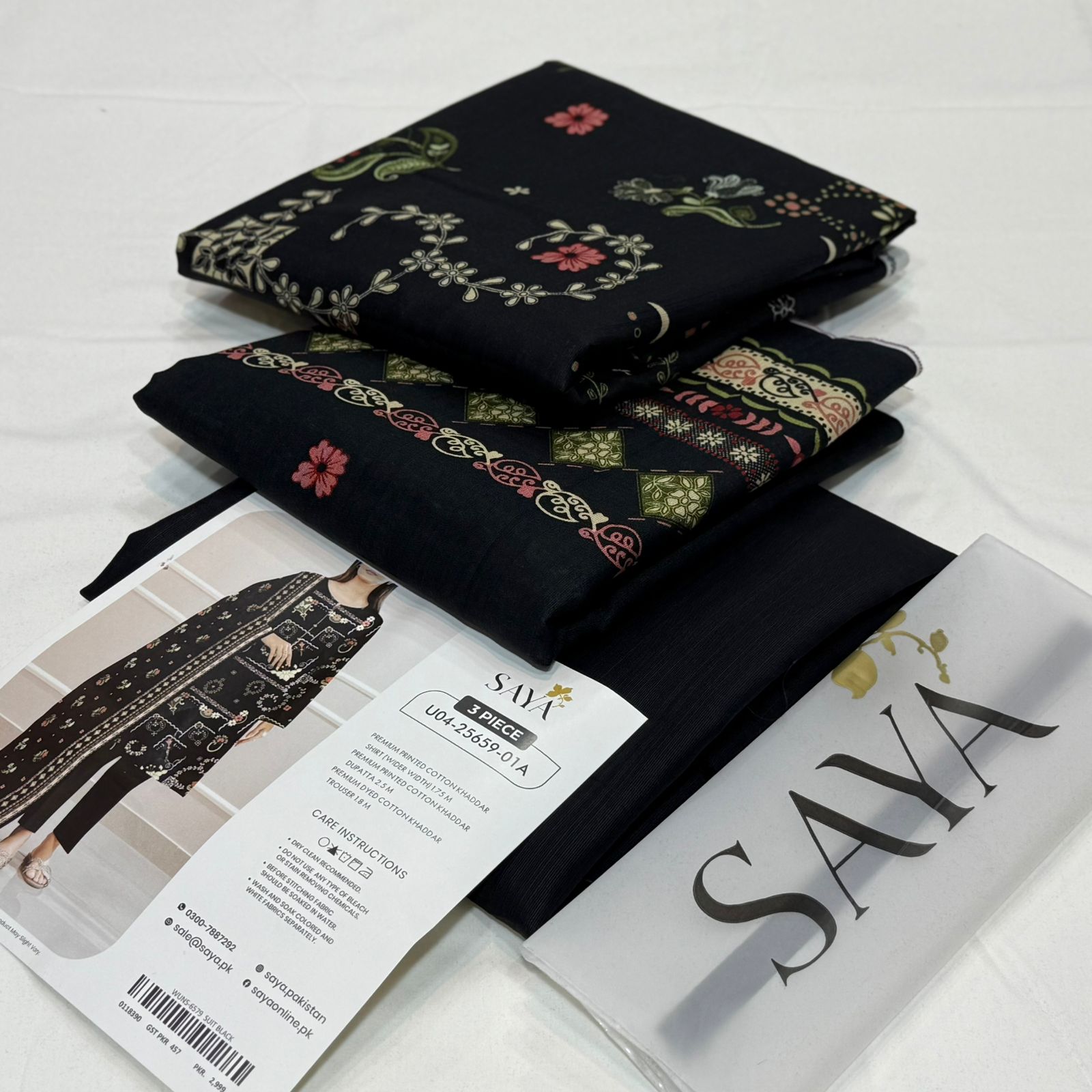 SAYA Printed Khaddar 3Piece D-009