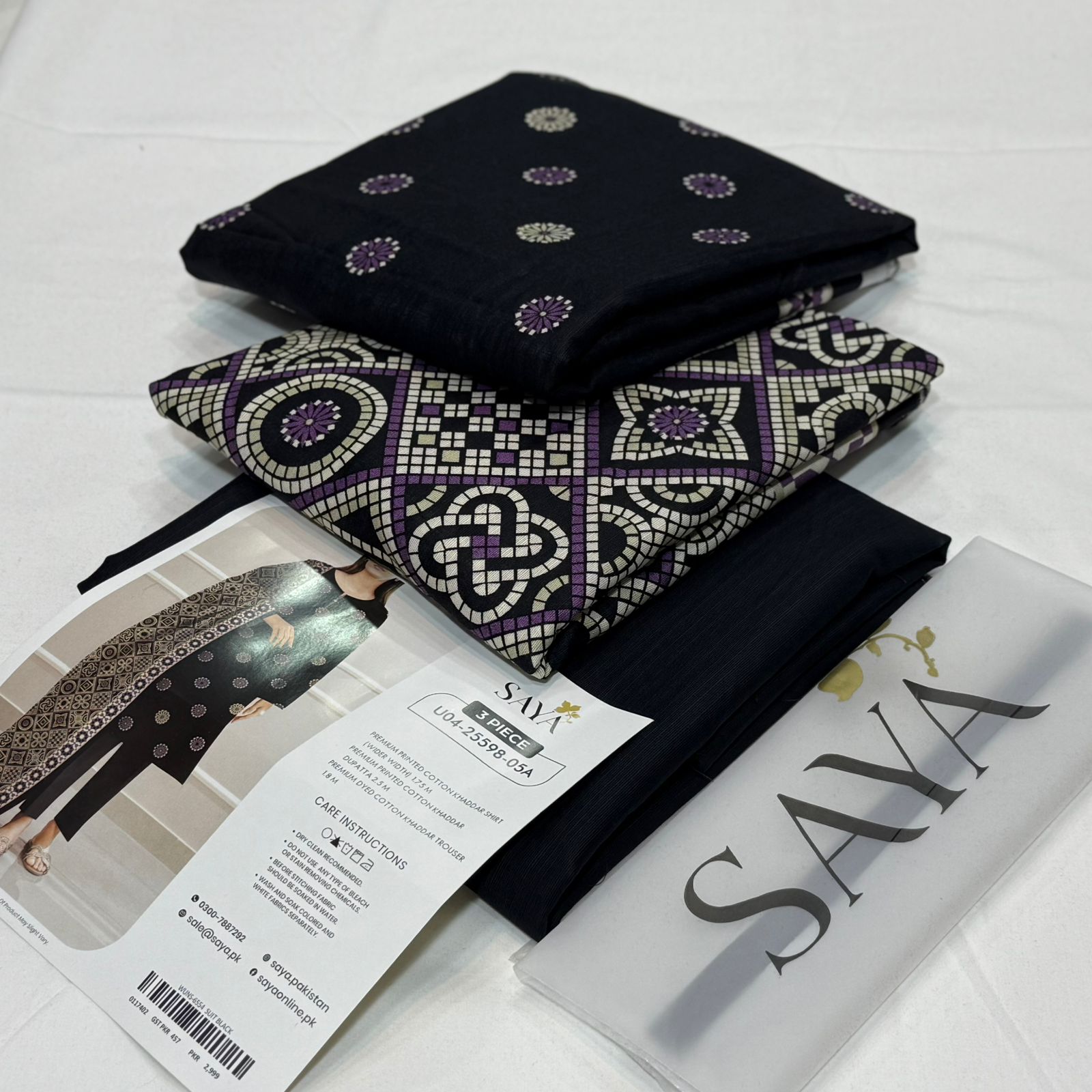 SAYA Printed Khaddar 3Piece D-010