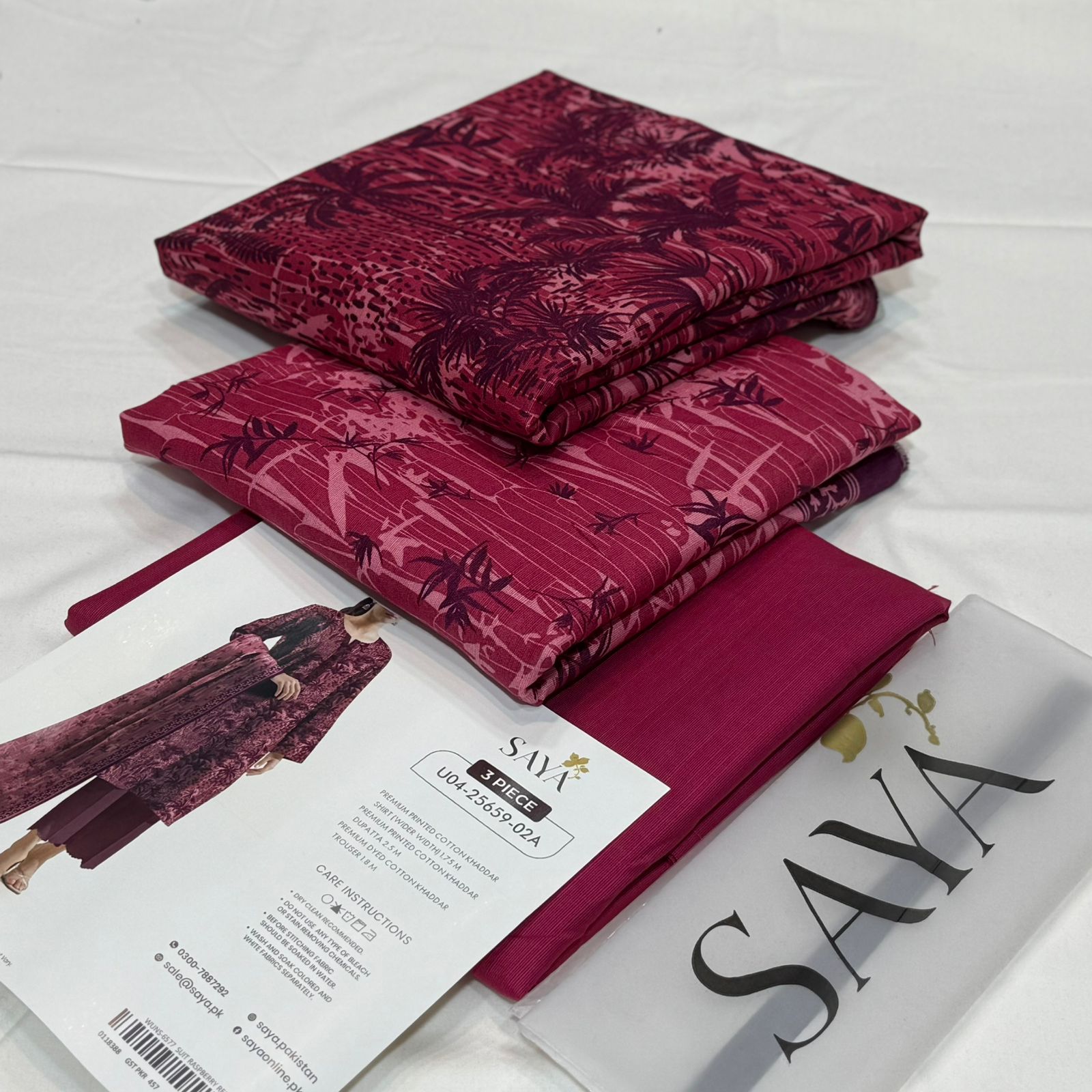 SAYA Printed Khaddar 3Piece D-012