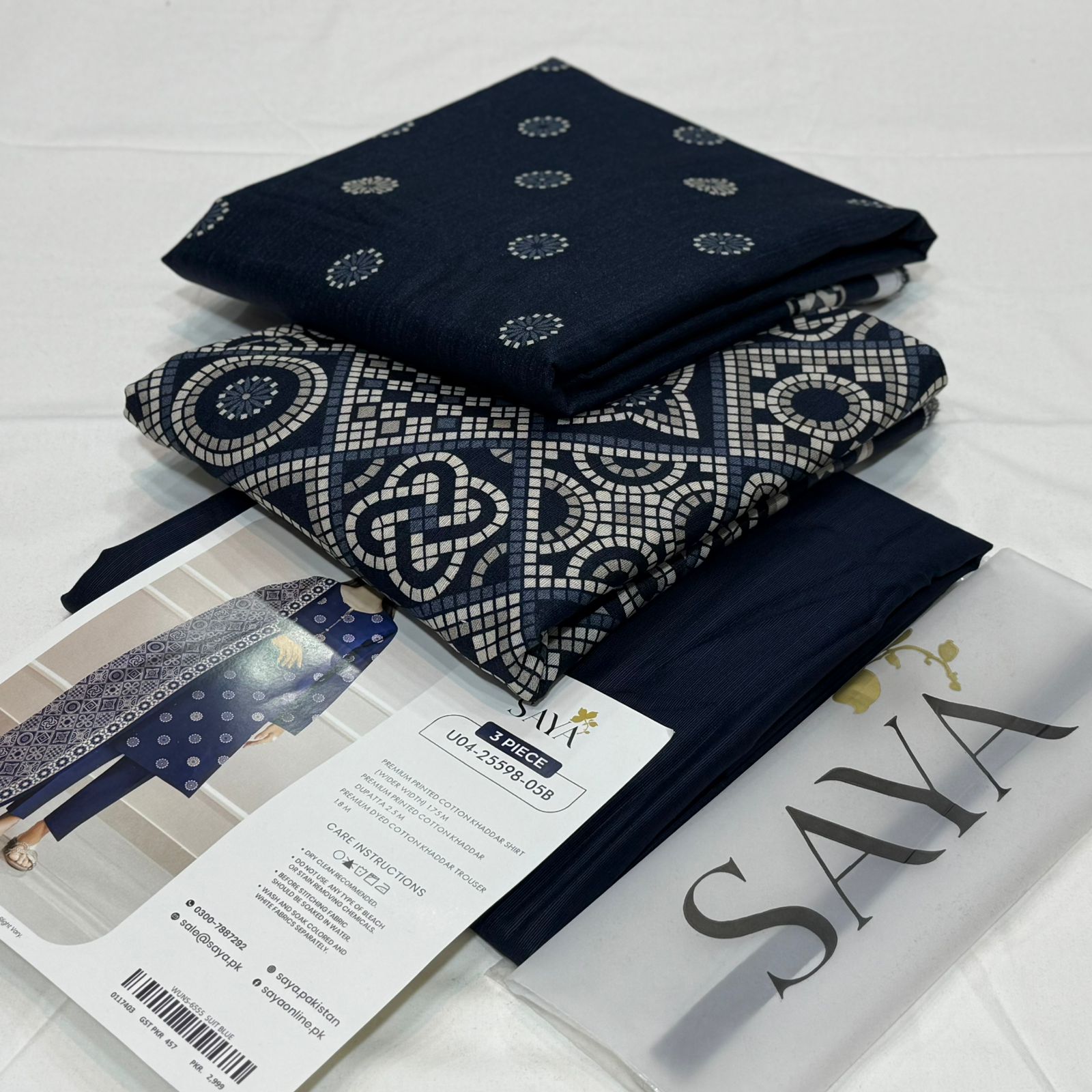 SAYA Printed Khaddar 3Piece D-013